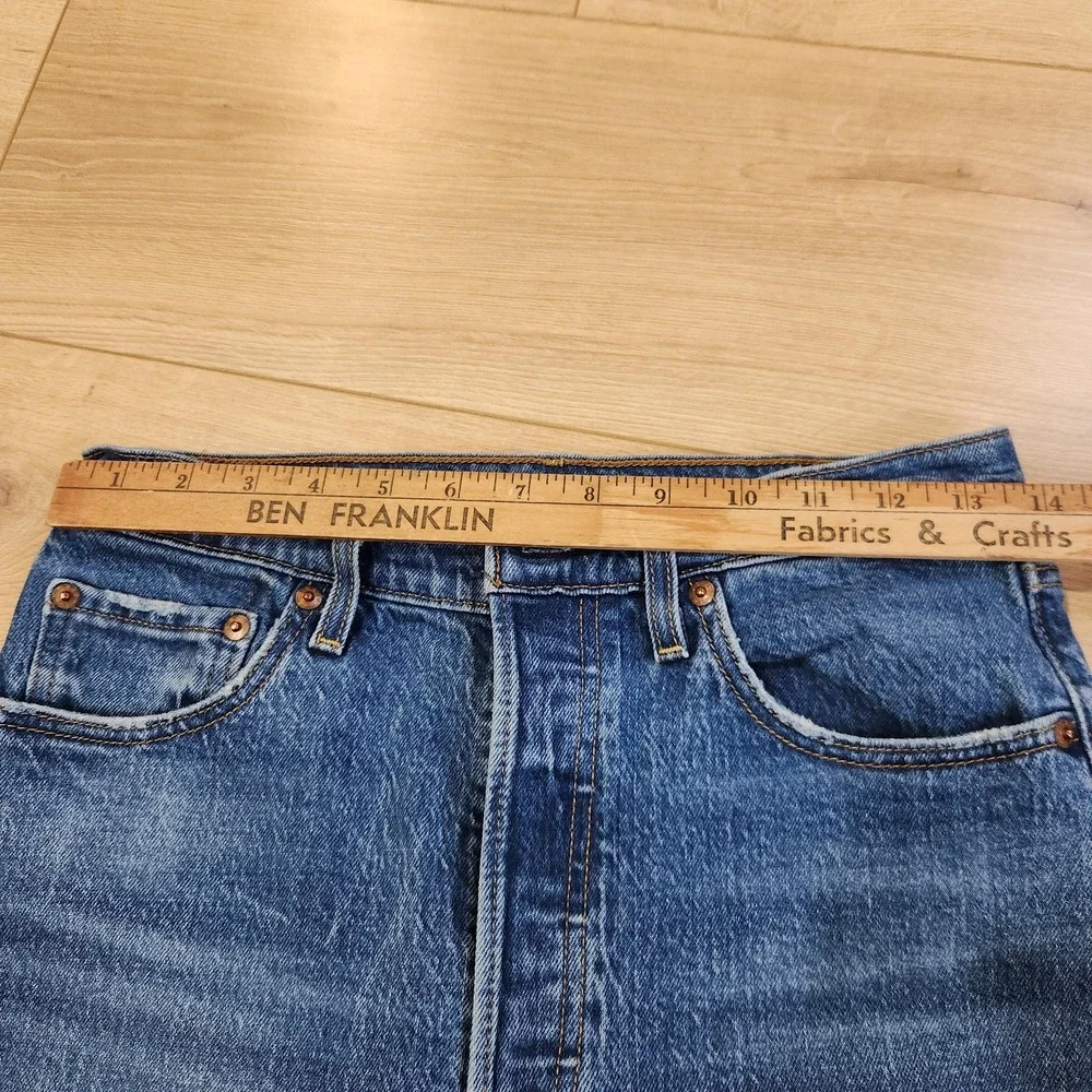 Levis Ribcage Straight Jeans‎ Womens 28x27 Medium Wash High Rise Stretch Denim